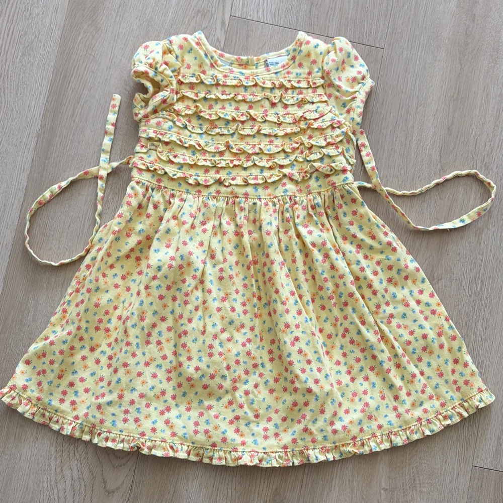 Vintage 18m Laura Ashley Yellow Floral Ruffle Kids Dress